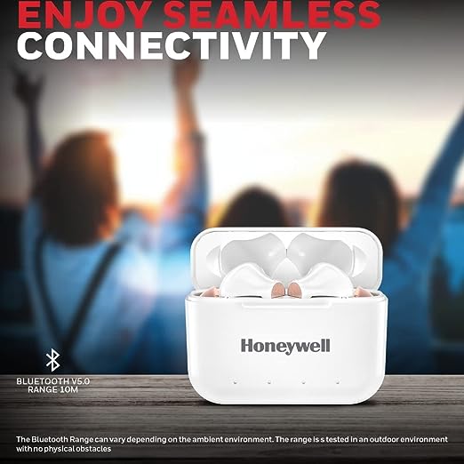 Honeywell Moxie V1000 Truly Wireless Earbuds, Bluetooth V5.0, 2 hrs uninterrupted Music with 10 mins of Charge, Dynamic 10mm*2 Drivers, 200mAh Battery, IPX4 Water Resistance, Voice Assistant Enabled Honeywell Moxie V1000 Truly Wireless Earbuds, Bluetooth V5.0, 2 hrs uninterrupted Music with 10 mins of Charge, Dynamic 10mm*2 Drivers, 200mAh Battery, IPX4 Water Resistance, Voice Assistant Enabled